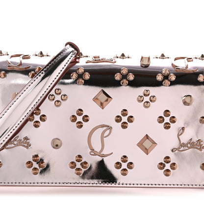 Christian Louboutin Metallic Patent Calfskin Spikes Loubinthesky Paloma Clutch Vintage Rose 8 of 12