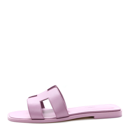 Hermes Calfskin Oran Sandals 37.5 Bruyère 1 of 10