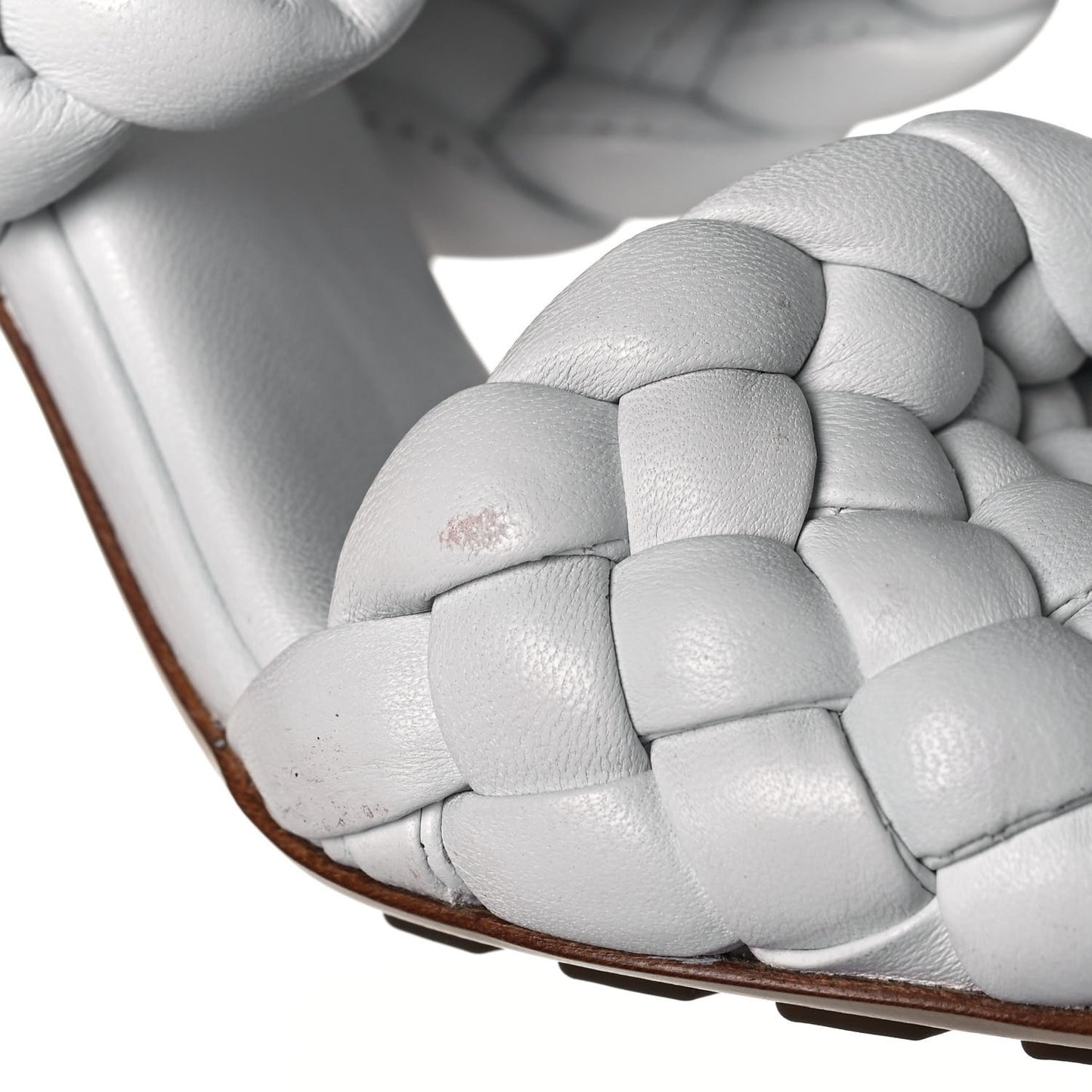 Nappa Twisted Padded Intrecciato Curve Slide Sandals 36 Optic White