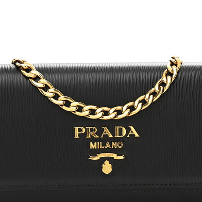 Prada Vitello Move Metal Oro Chain Wallet Black 5 of 10