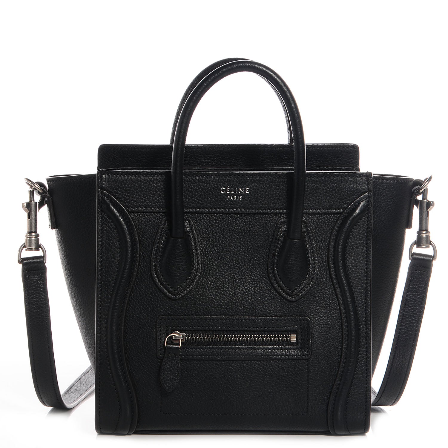 Celine Drummed Leather Nano Luggage Black 1 of 10