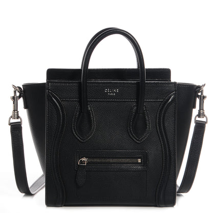 Celine Drummed Leather Nano Luggage Black 1 of 10