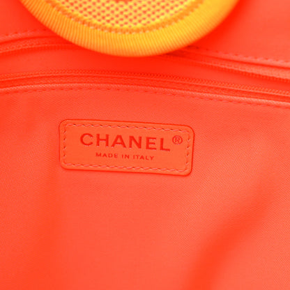 Chanel Mixed Fibers Calfskin Deauville Medium Tote Yellow Orange 7 of 17
