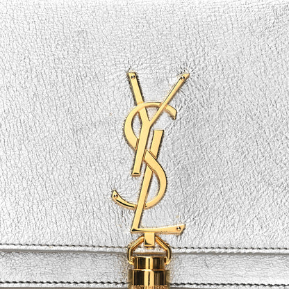 Saint Laurent Metallic Calfskin Kate Monogram Tassel Chain Wallet Silver 8 of 12