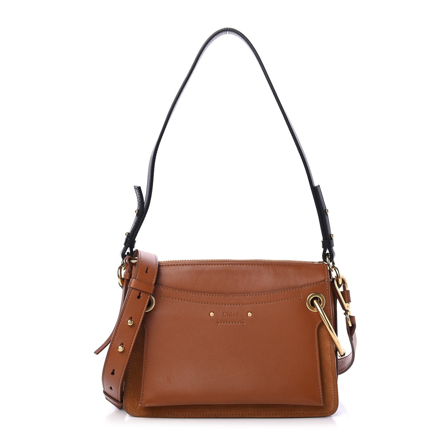 Calfskin Suede Small Roy Bag Caramel