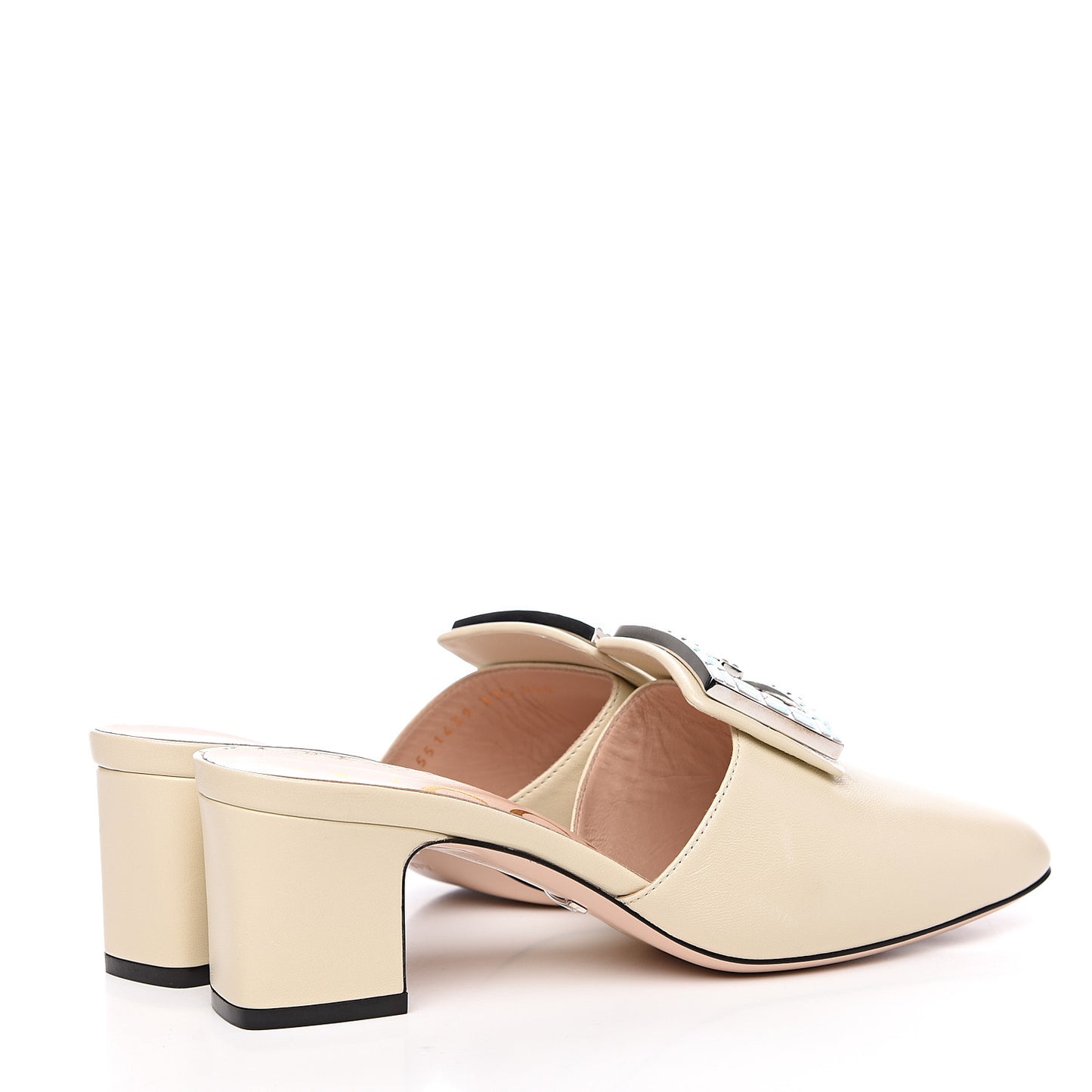 Malaga Kid Crystal Square G Madelyn Mules 37.5 Vintage White
