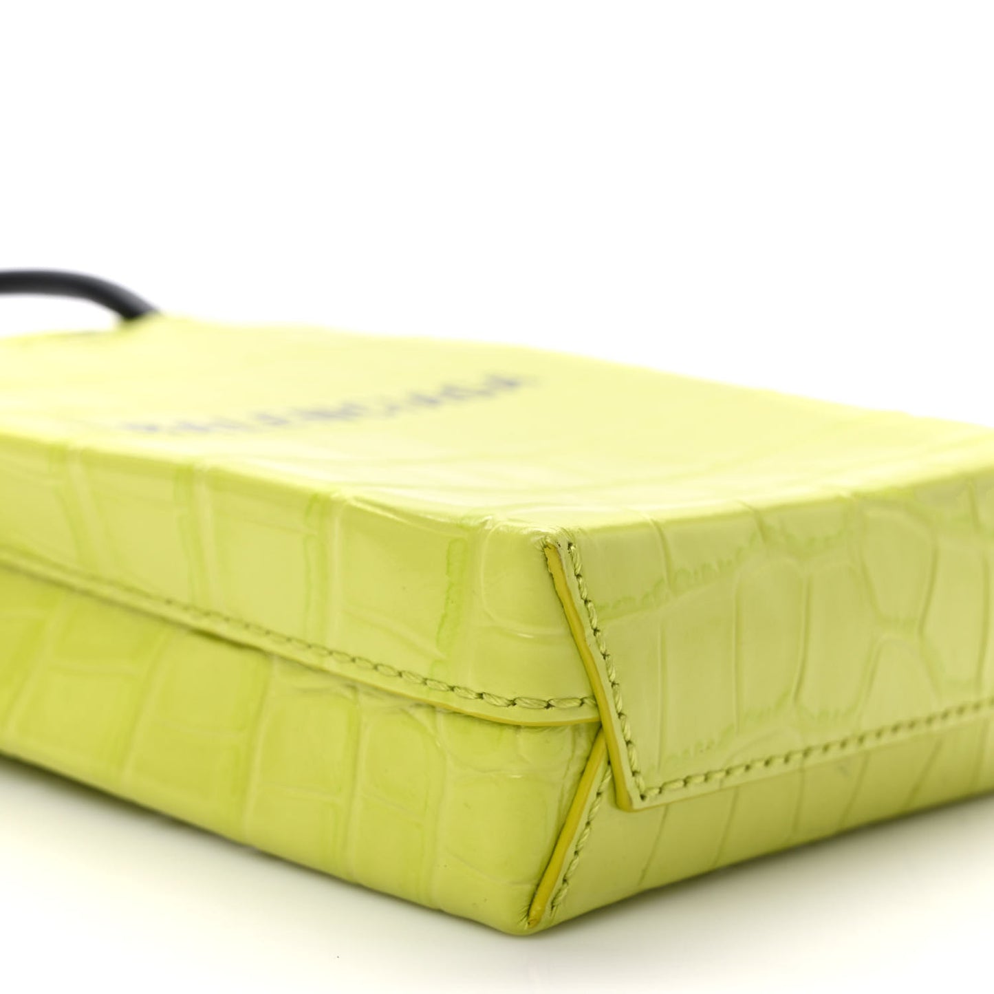 Calfskin Crocodile Embossed Logo Shopping Phone Holder Bag Lime