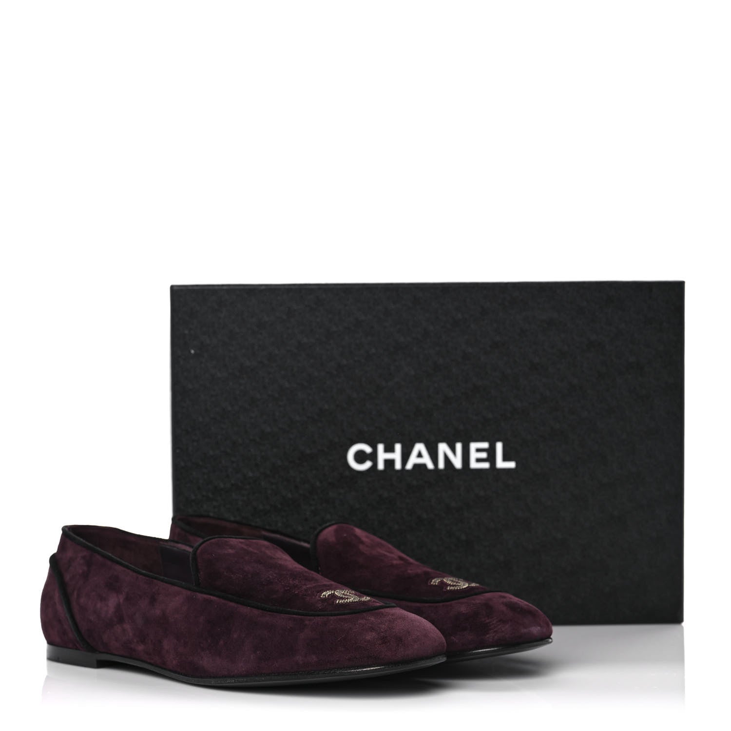 Chanel Suede Calfskin Womens Mocassin CC Flats 40.5 Burgundy 12 of 12
