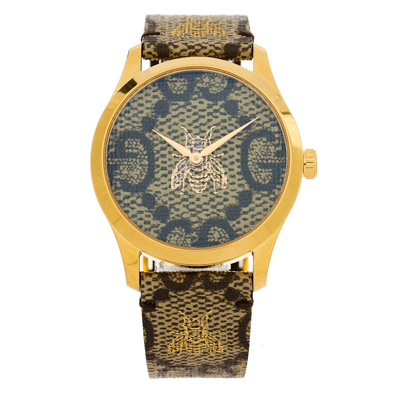 Gucci Stainless Steel Canvas 38mm G-Timeless GG Supreme Bee Quartz Watch Brown 1 of 4