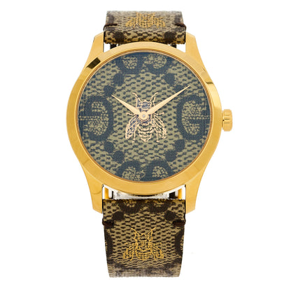 Gucci Stainless Steel Canvas 38mm G-Timeless GG Supreme Bee Quartz Watch Brown 1 of 4