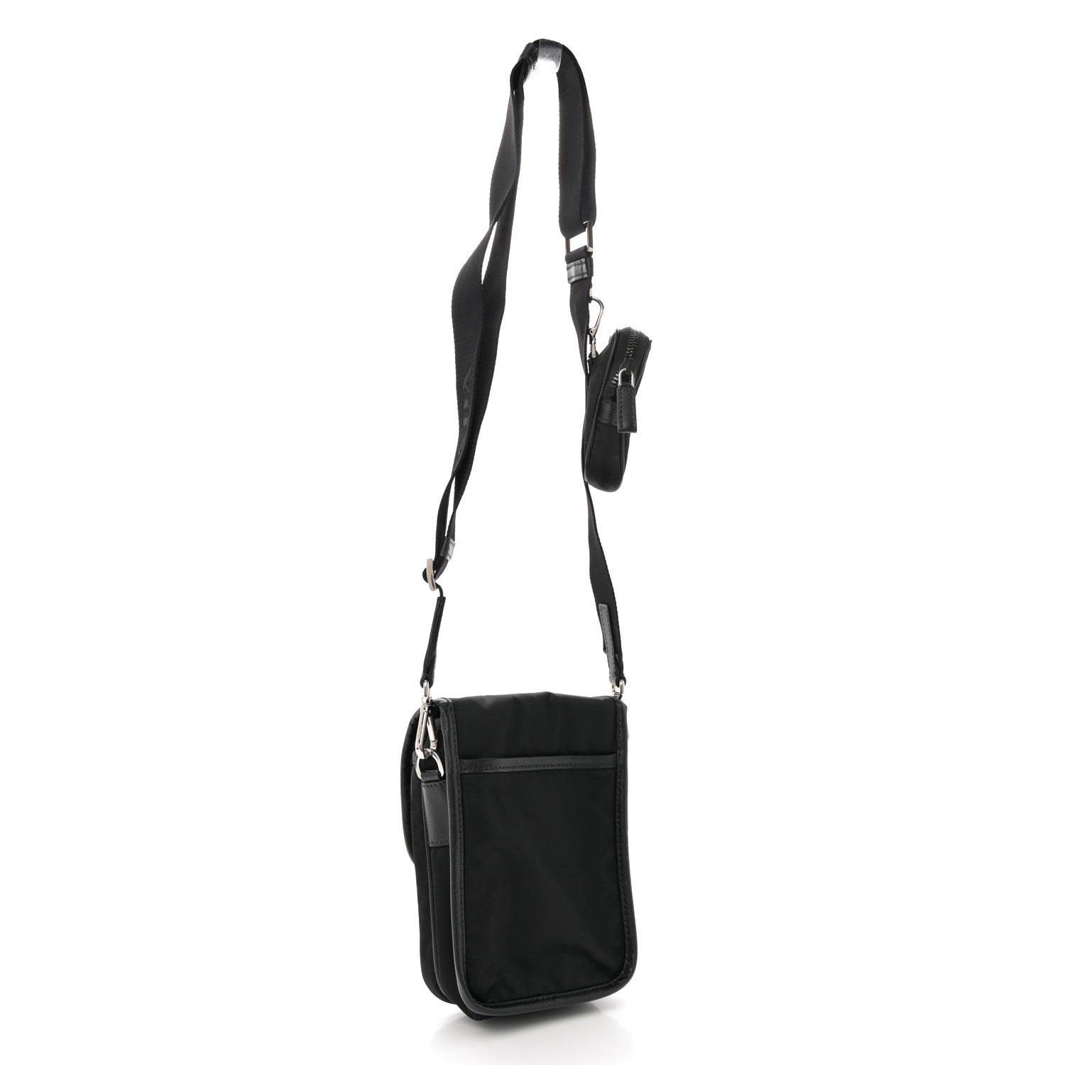 Prada Re-Nylon Saffiano Mini Pocket Single Snap Buckle Messenger Bag Black 3 of 10