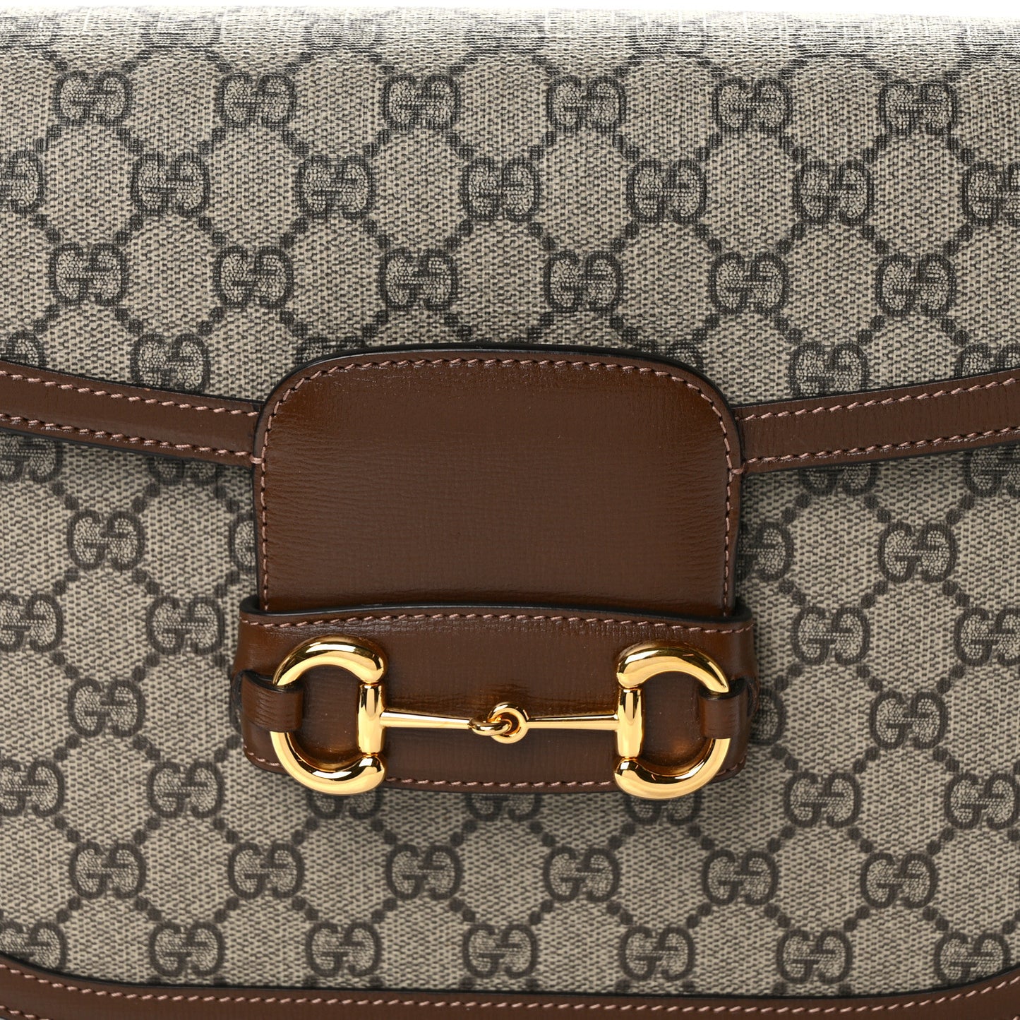 GG Supreme Monogram Horsebit 1955 Shoulder Bag Beige Brown Sugar