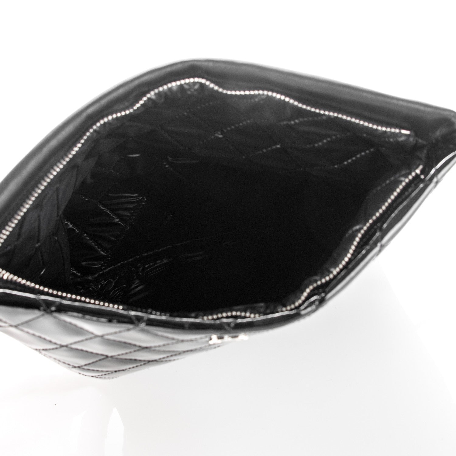 Chanel Patent Calfskin Quilted Beauty CC Clutch Black 5 of 7
