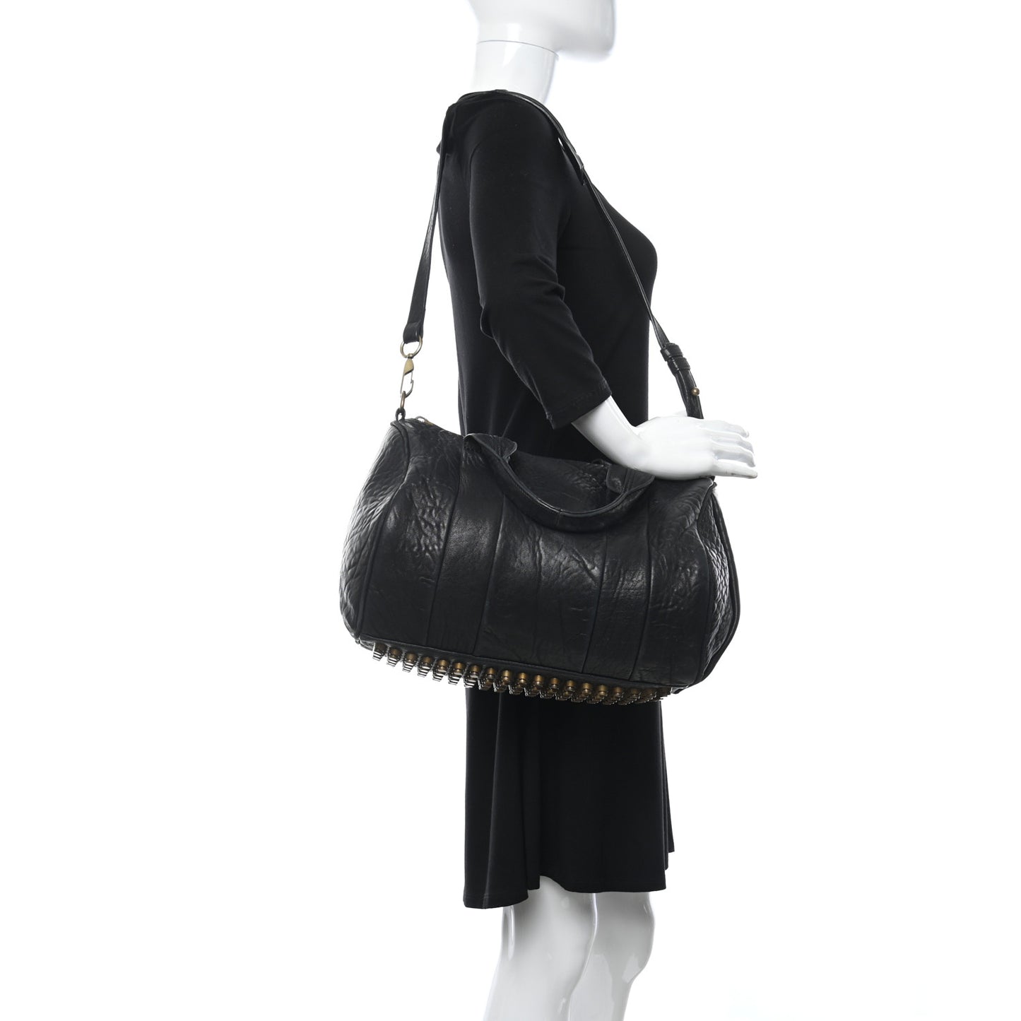 Pebbled Lambskin Rocco Black Antique Brass Hardware