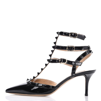 Valentino Garavani Patent Monochrome Rockstud Ankle Strap 65mm Pumps 37 Black 1 of 12