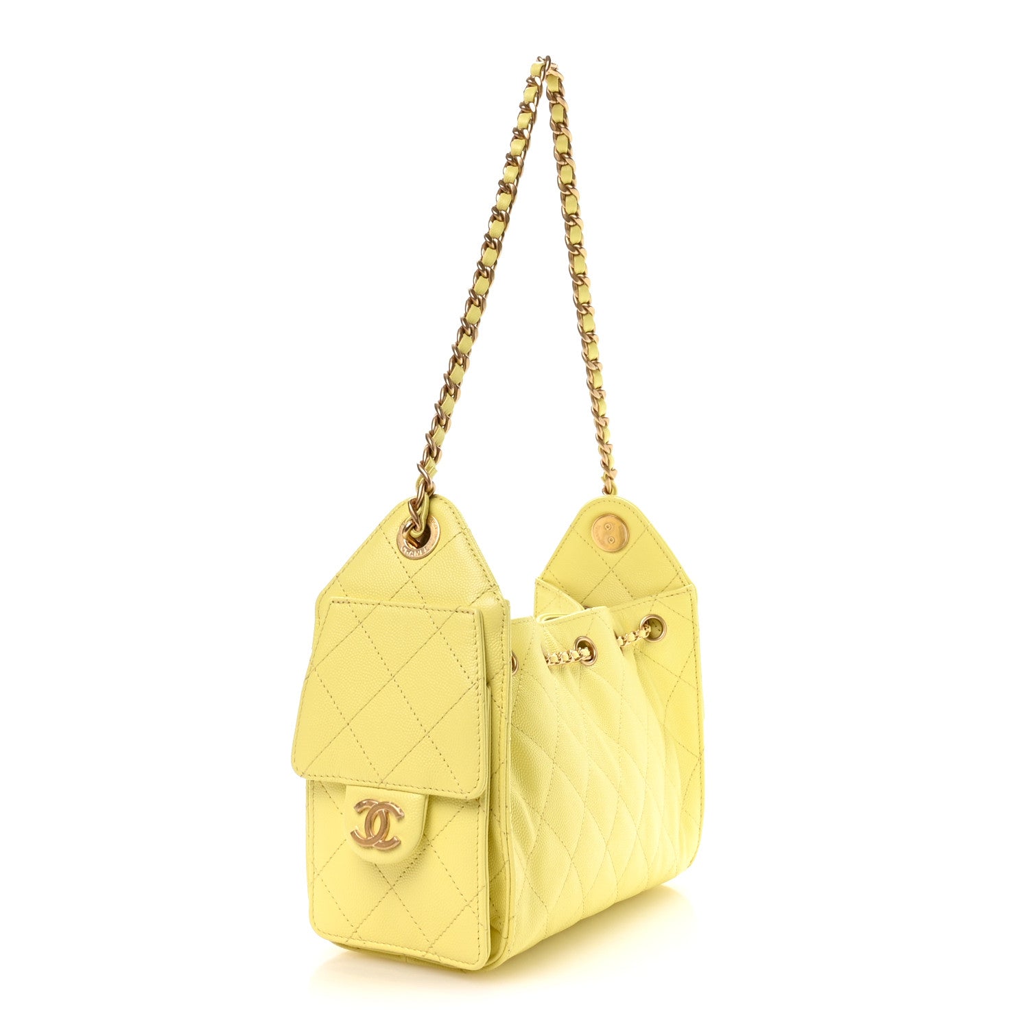 Chanel Caviar Quilted Mini Chanel 25 Handbag Light Yellow 3 of 10