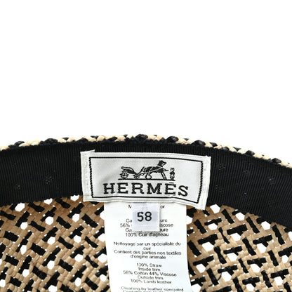 Hermes Panama Straw Chapeau Tanzanie Canna Hat 58 Naturel Black 5 of 5