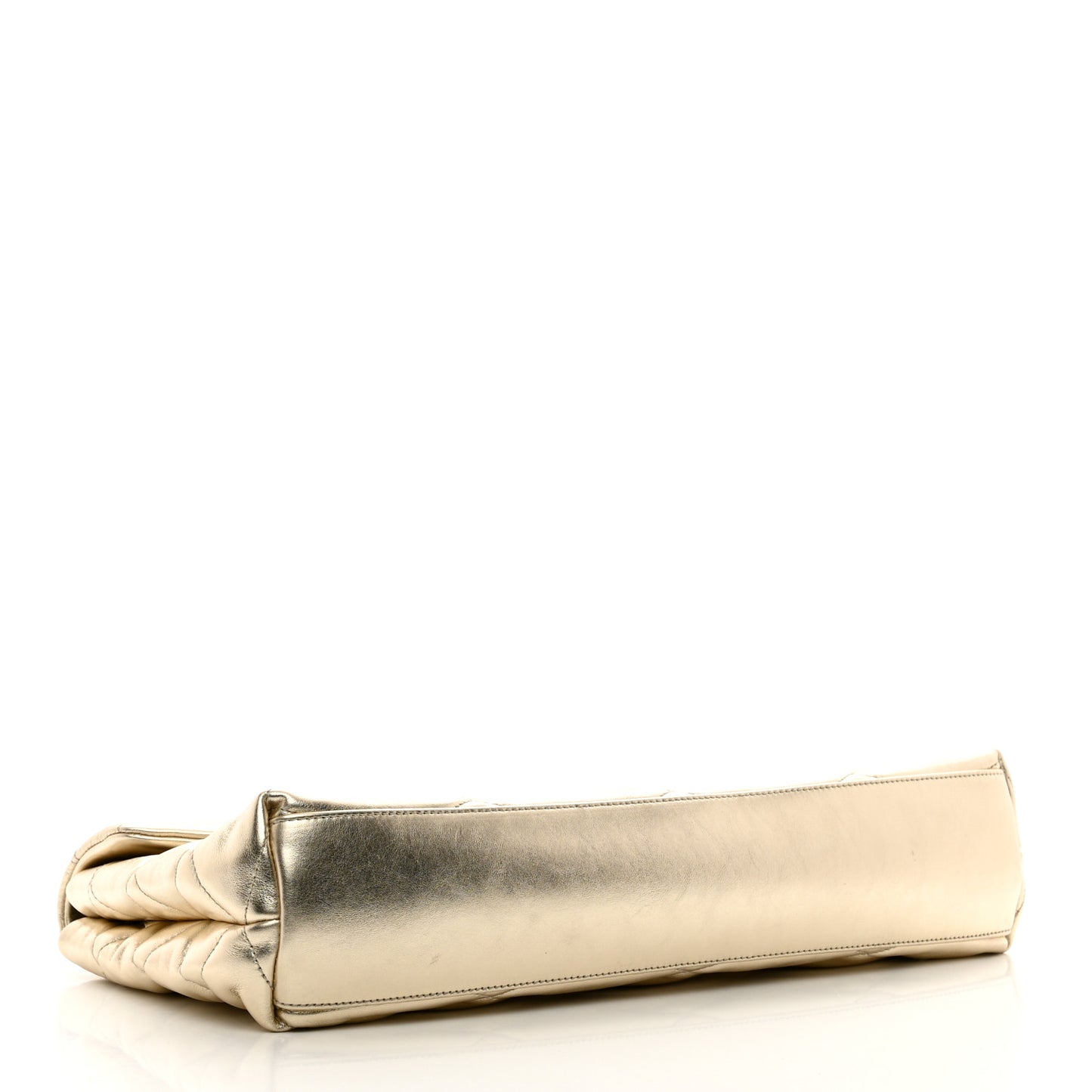 Metallic Lambskin Quilted Sade Puffer Envelope Clutch Platino