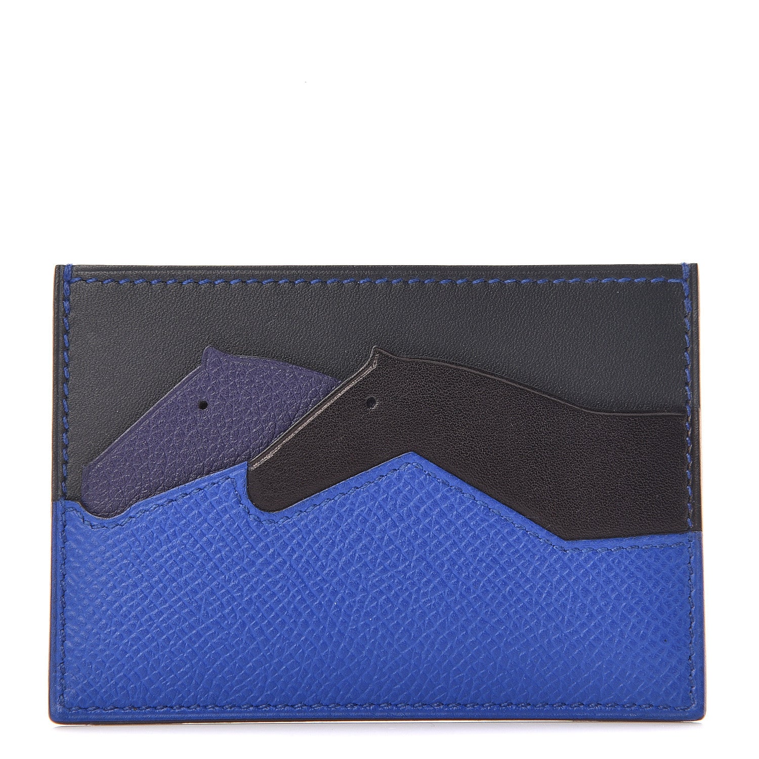 Hermes Epsom Evercalf Evercolor Sombrero Les Petits Chevaux Card Holder Bleu Encre Indigo Bleu Royal Bleu Obscur 1 of 7