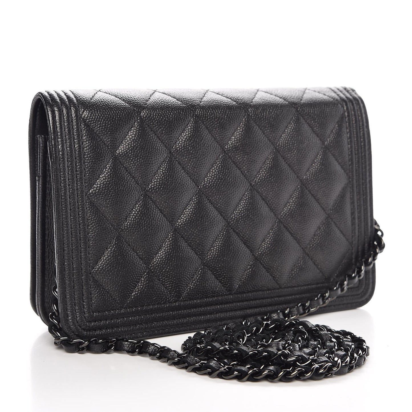 Caviar Quilted Boy Wallet On Chain WOC So Black