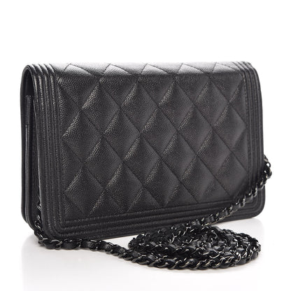 Chanel Caviar Quilted Boy Wallet On Chain WOC So Black 3 of 9