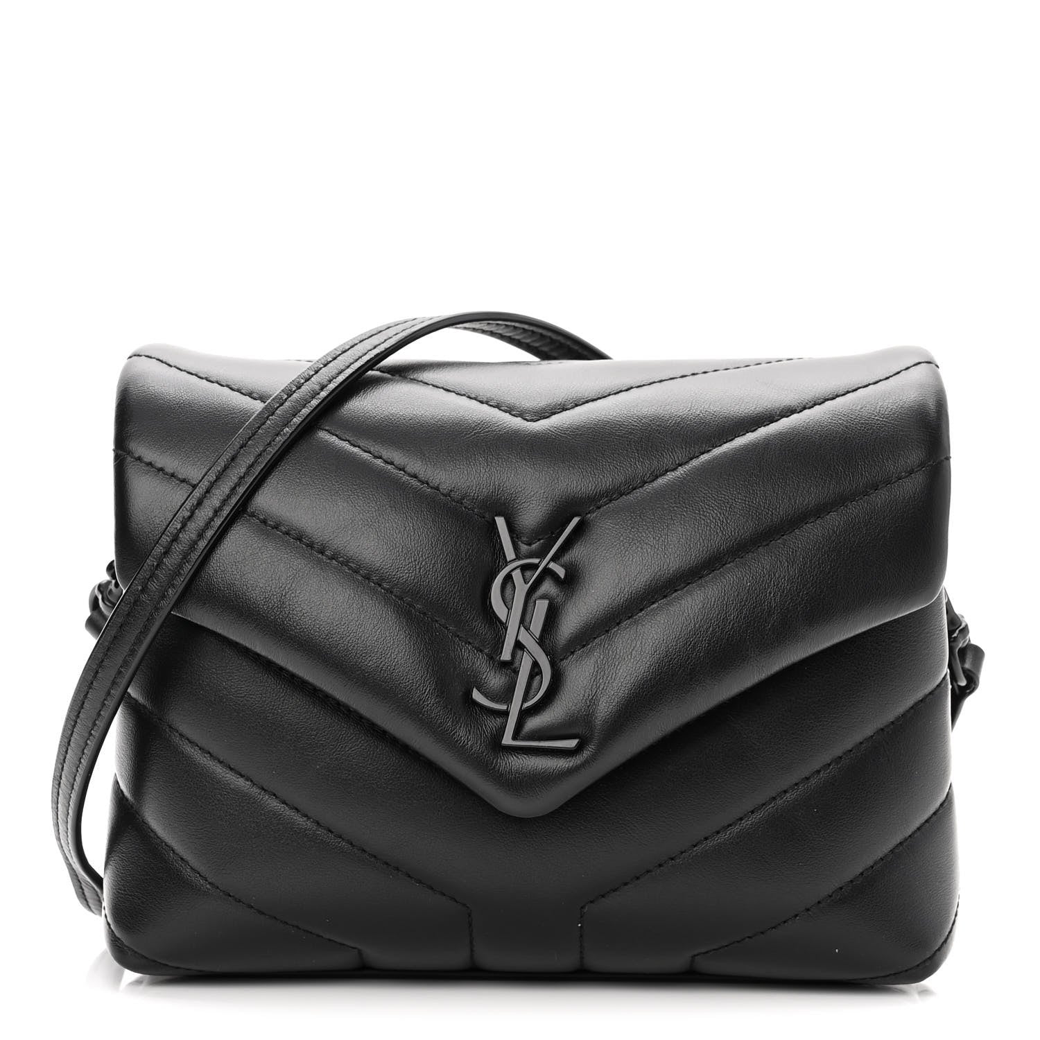 Saint Laurent Calfskin Y Quilted Monogram Monochrome Toy Loulou Crossbody Bag Black 1 of 11