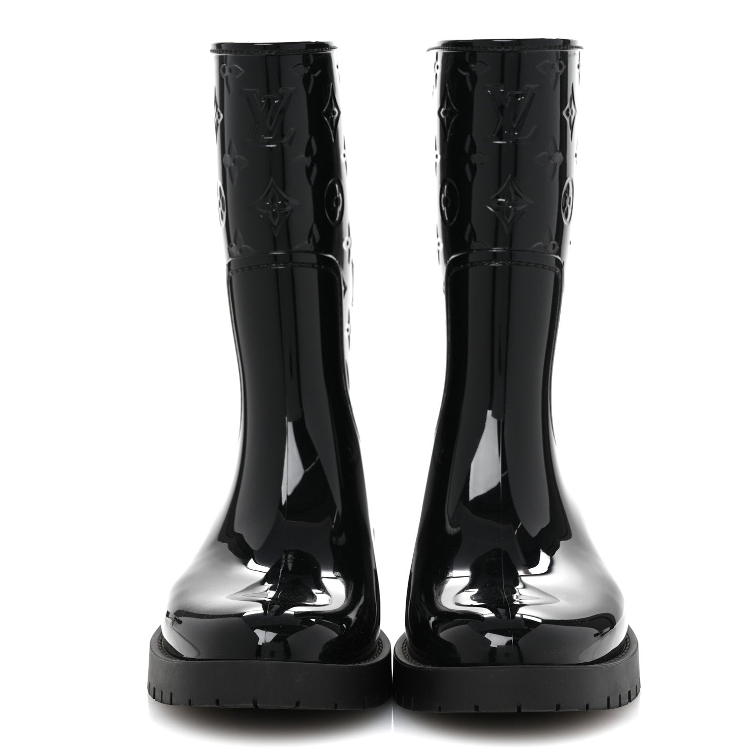 Louis Vuitton Rubber Embossed Monogram Splash Rain Short Boots 40 Black 3 of 9