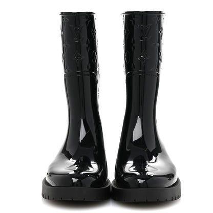 Louis Vuitton Rubber Embossed Monogram Splash Rain Short Boots 40 Black 3 of 9