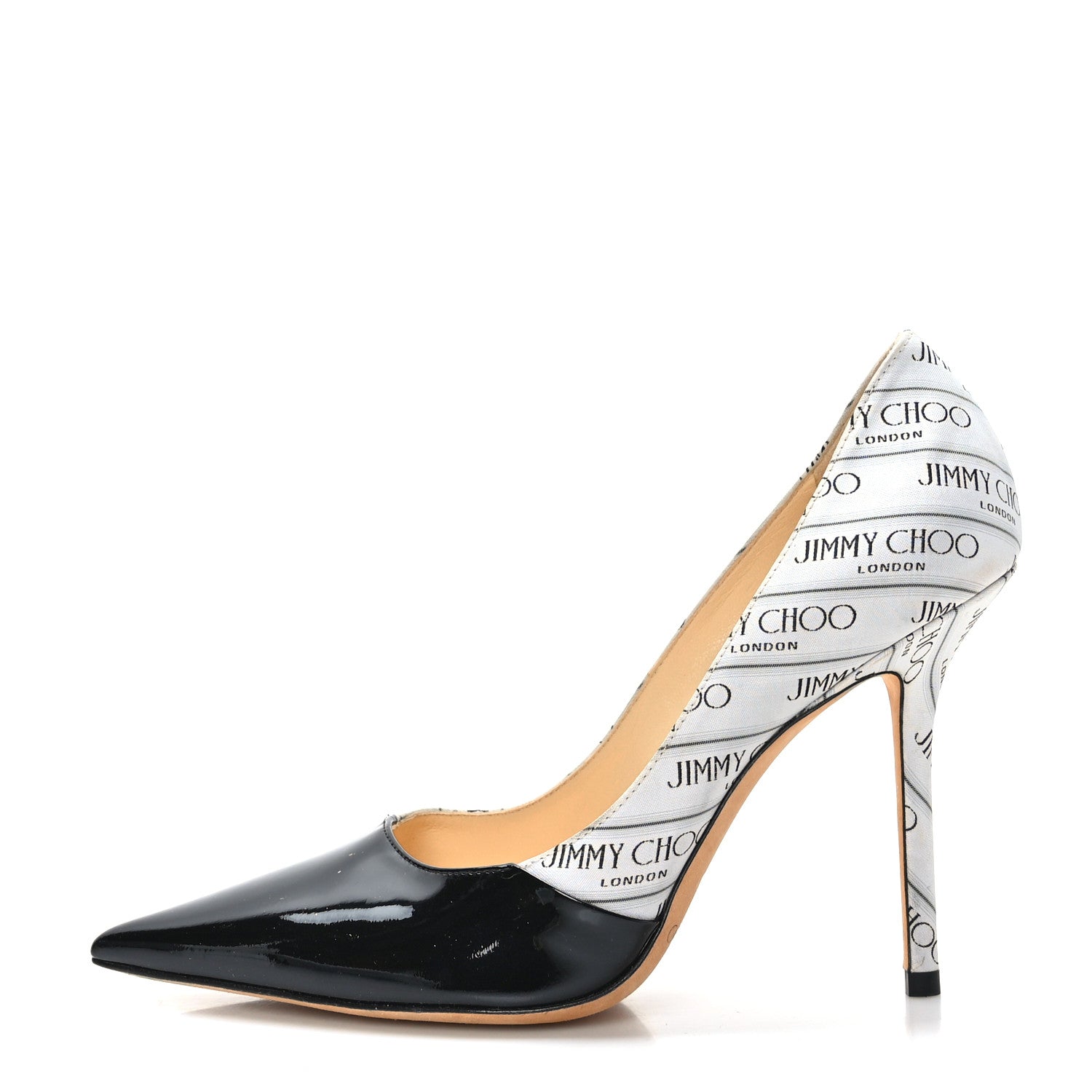 Jimmy Choo Patent Jacquard Love Logo 100 Icon Pumps 37 Black White 1 of 8