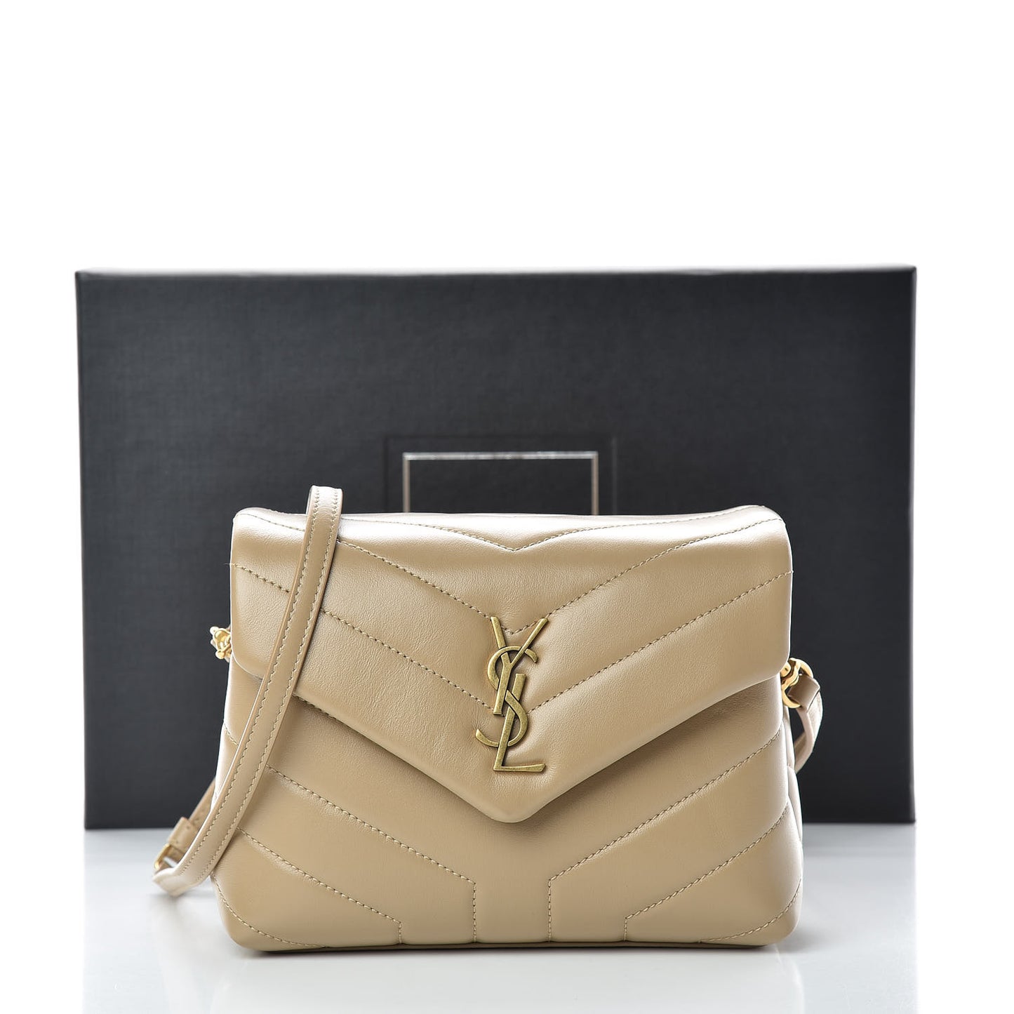 Calfskin Y Quilted Monogram Toy Loulou Crossbody Bag Latte