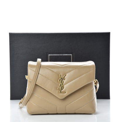 Saint Laurent Calfskin Y Quilted Monogram Toy Loulou Crossbody Bag Latte 11 of 11