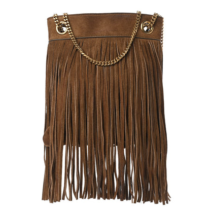 Saint Laurent Suede Calfskin Small Grace Fringed Hobo Bag Light Ocre 1 of 8