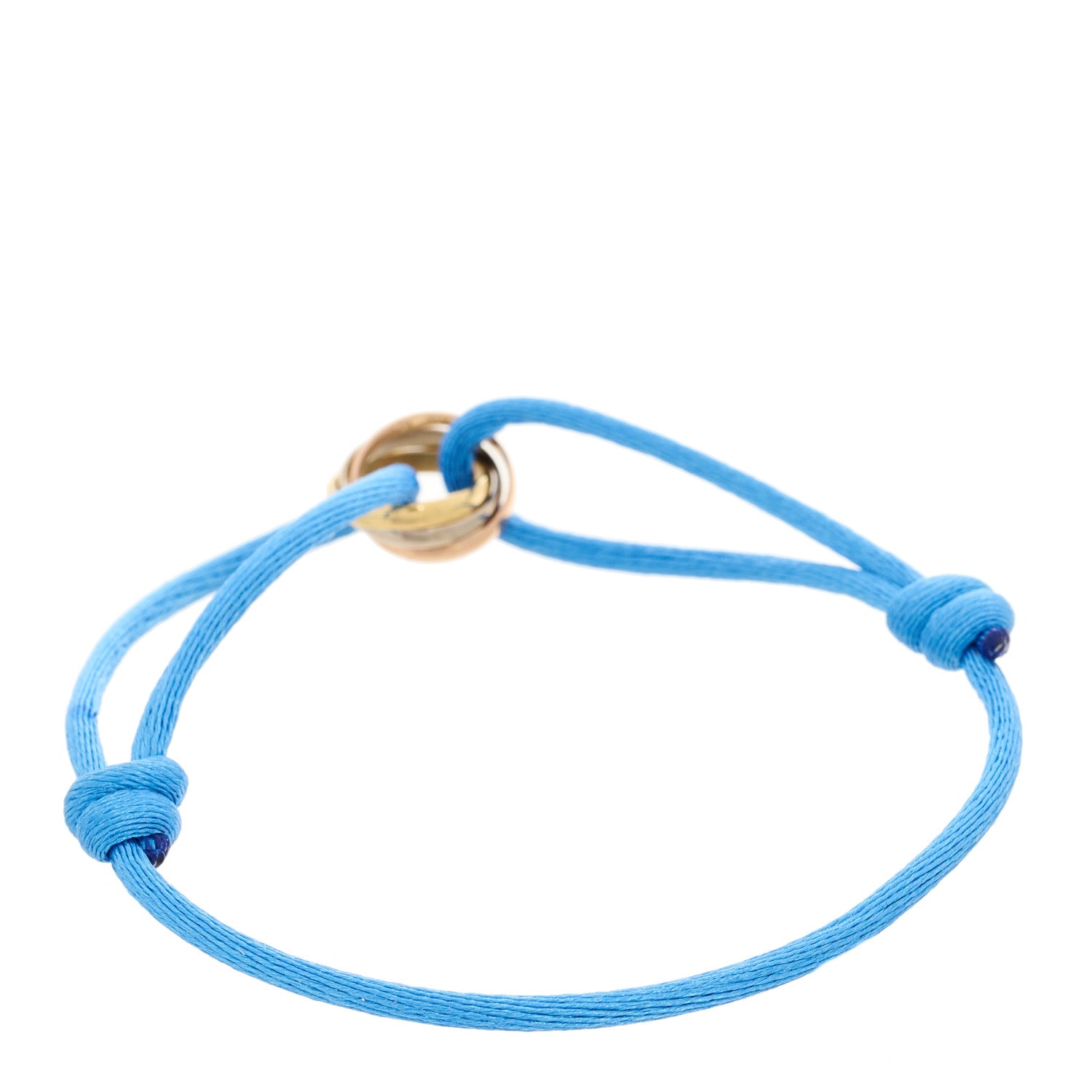 Cartier 18k Pink Yellow White Gold Trinity Adjustable Cord Bracelet Blue 2 of 5