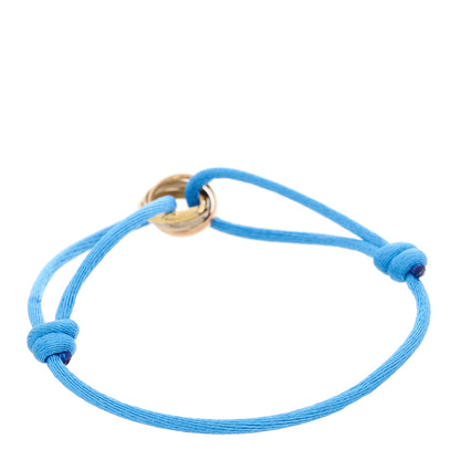 Cartier 18k Pink Yellow White Gold Trinity Adjustable Cord Bracelet Blue 2 of 5