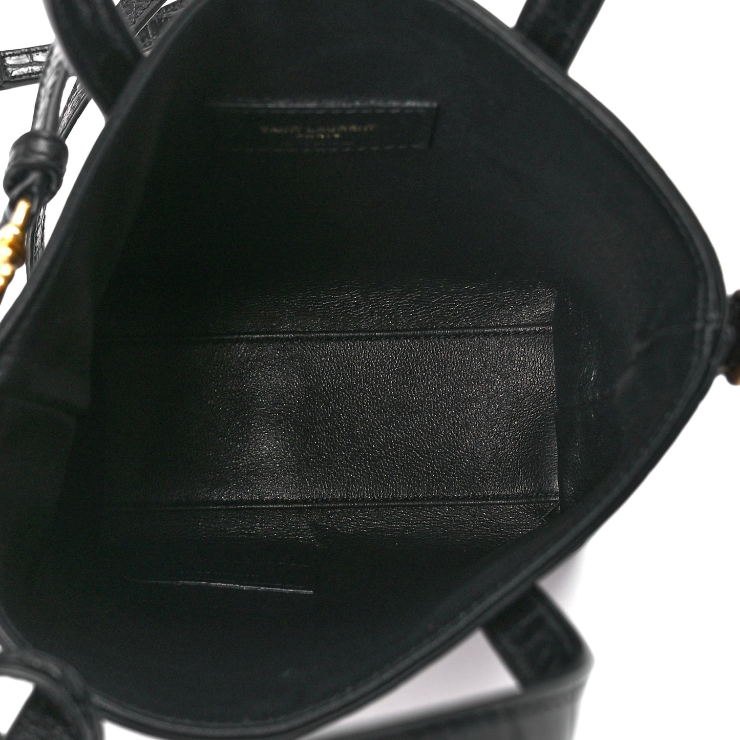 Calfskin Crocodile Embossed Paris Mini Toy Shopper Tote Black