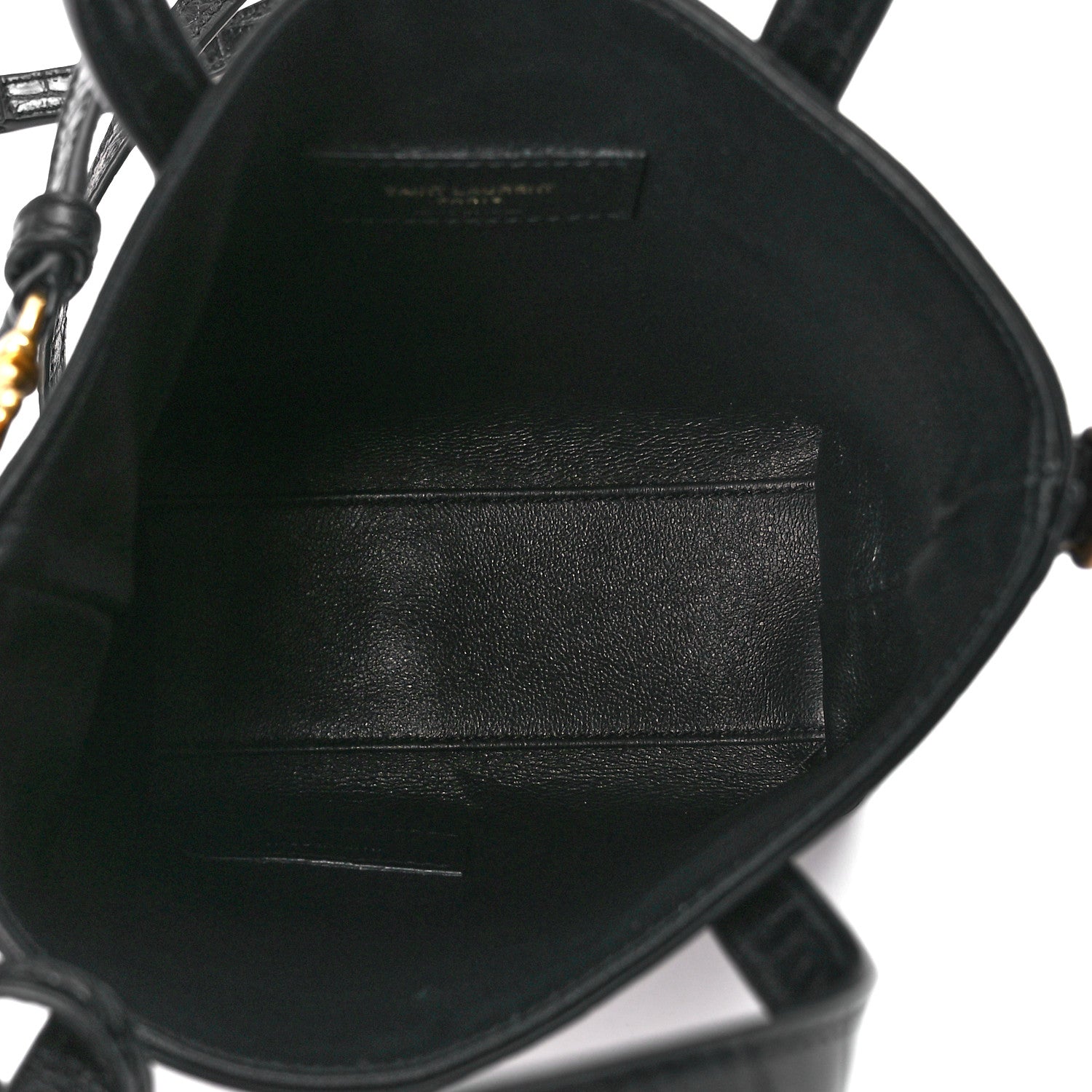 Saint Laurent Calfskin Crocodile Embossed Paris Mini Toy Shopper Tote Black 5 of 12