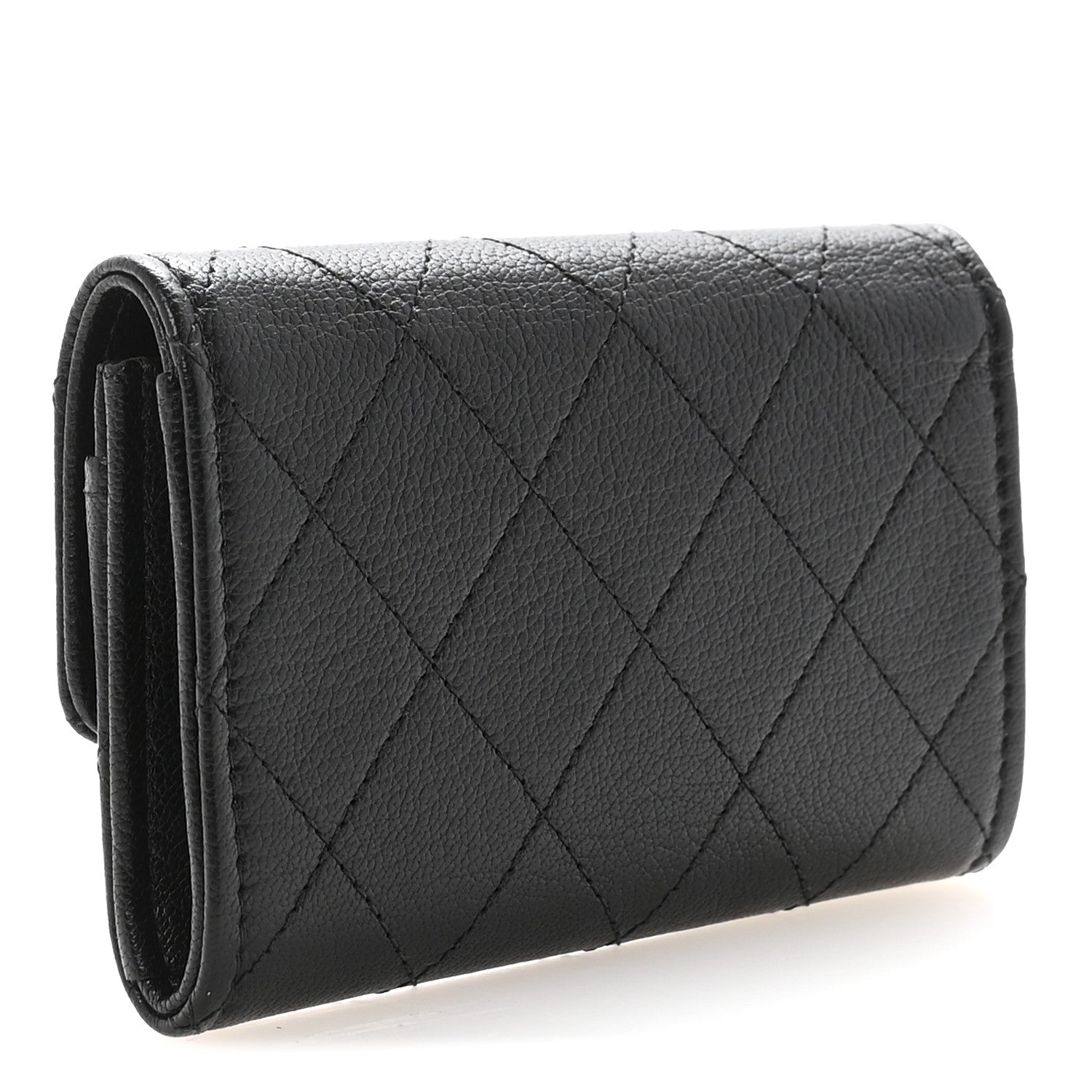 Chanel Goatskin Quilted Flap Card Holder Black 3 of 8