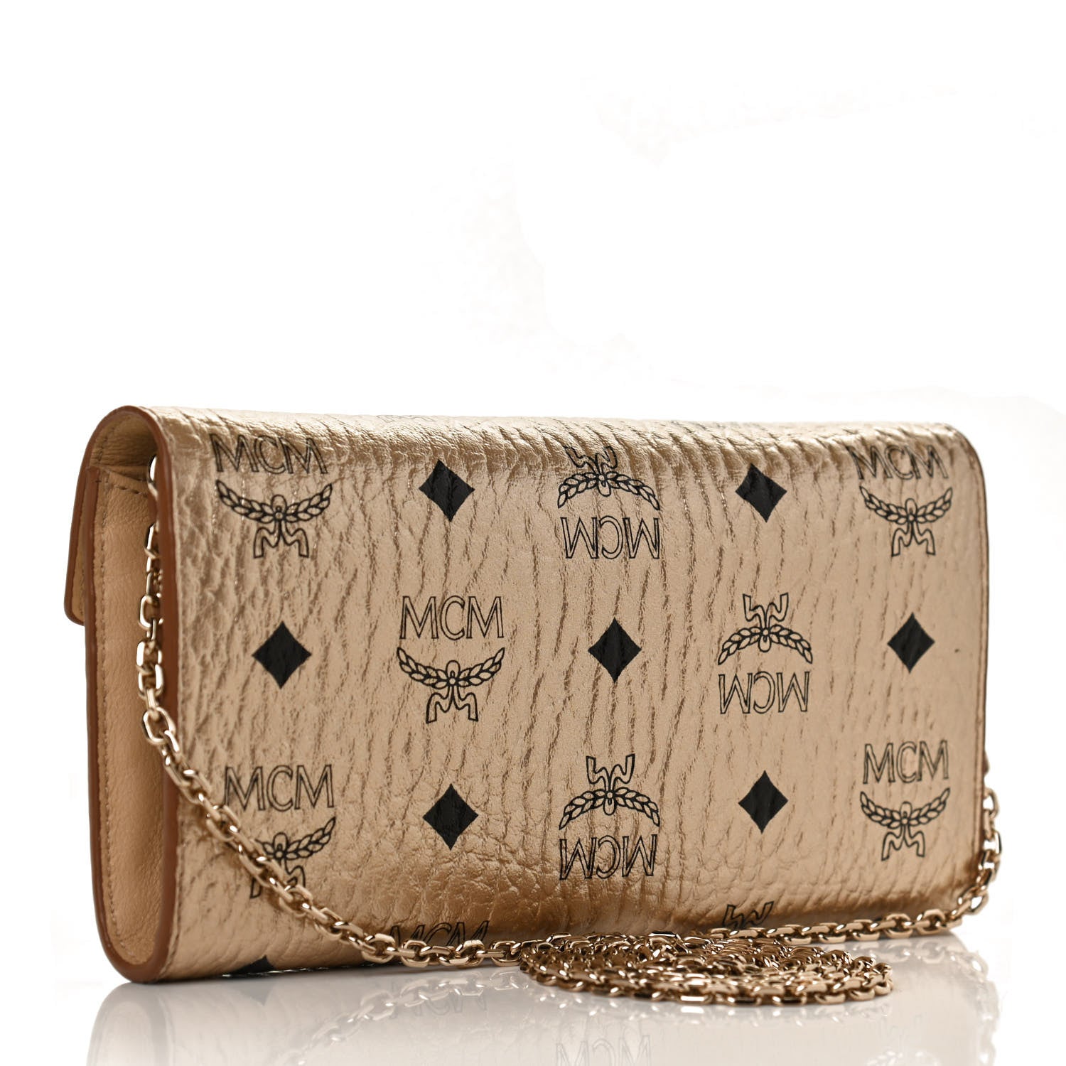 MCM Metallic Visetos Patricia Wallet On Chain Gold 3 of 12