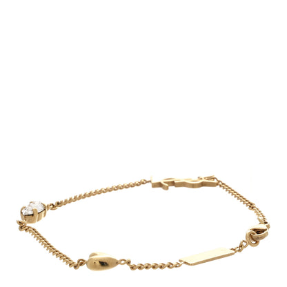 Saint Laurent Brass Crystal Cassandre Heart Charm Bracelet Gold 3 of 5