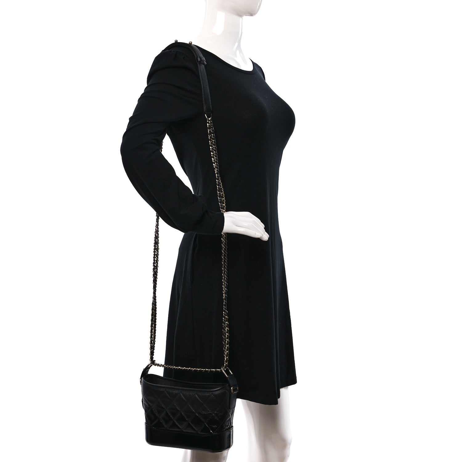 Chanel Patent Goatskin Quilted Small Gabrielle Hobo Black 2 of 8