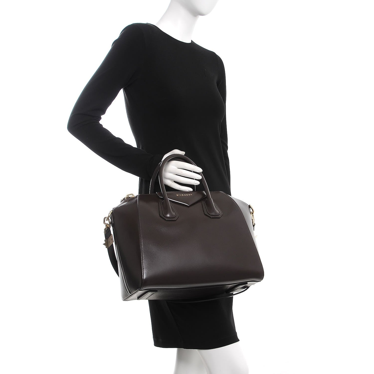 Givenchy Shiny Lord Calfskin Medium Antigona Dark Brown 3 of 8