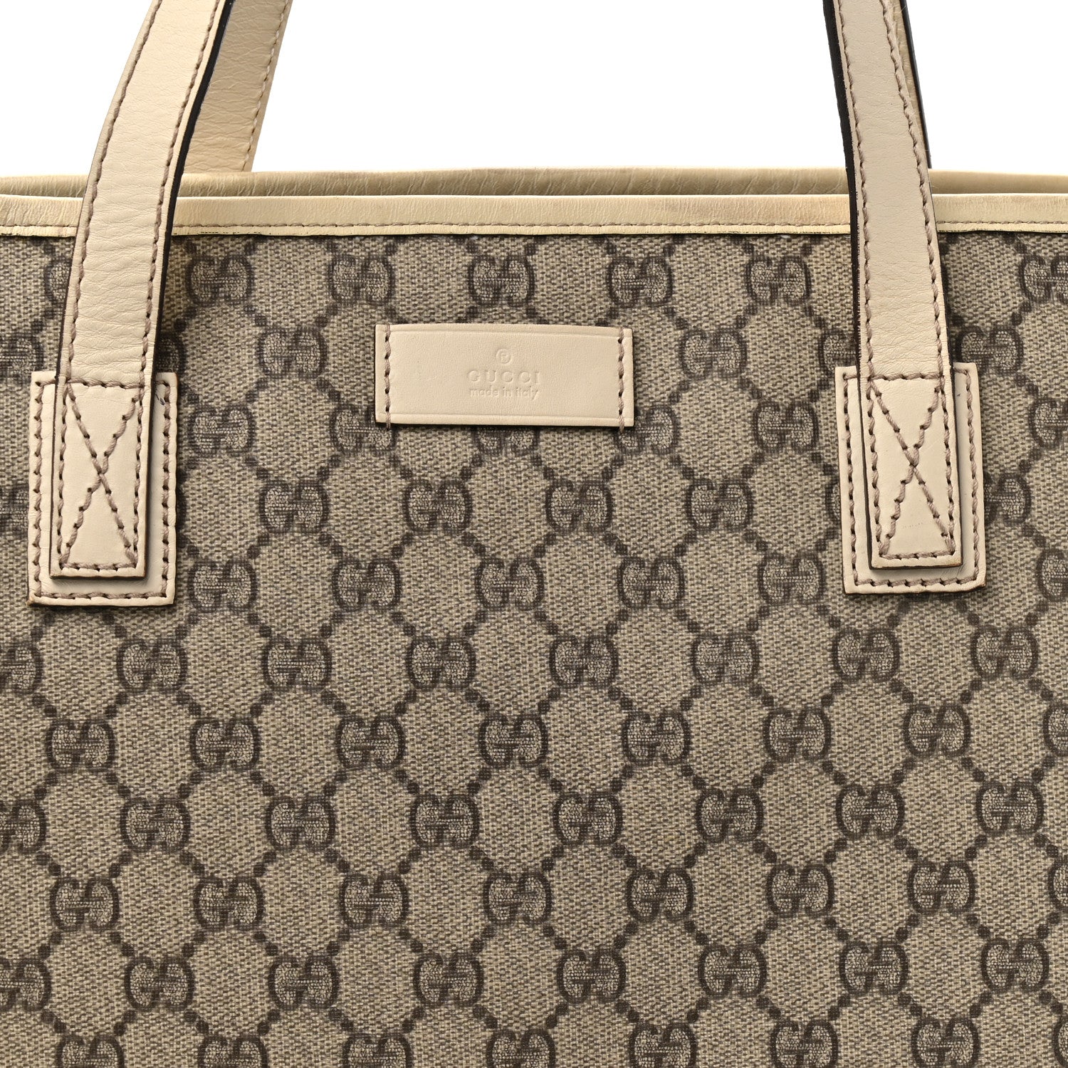 Gucci GG Supreme Monogram Large Zippered Shopping Tote Off White 8 of 17