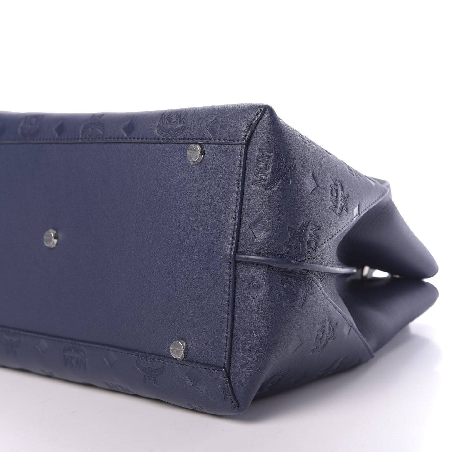 Calfskin Ottomar Monogram Large Essential Tote Navy Blue