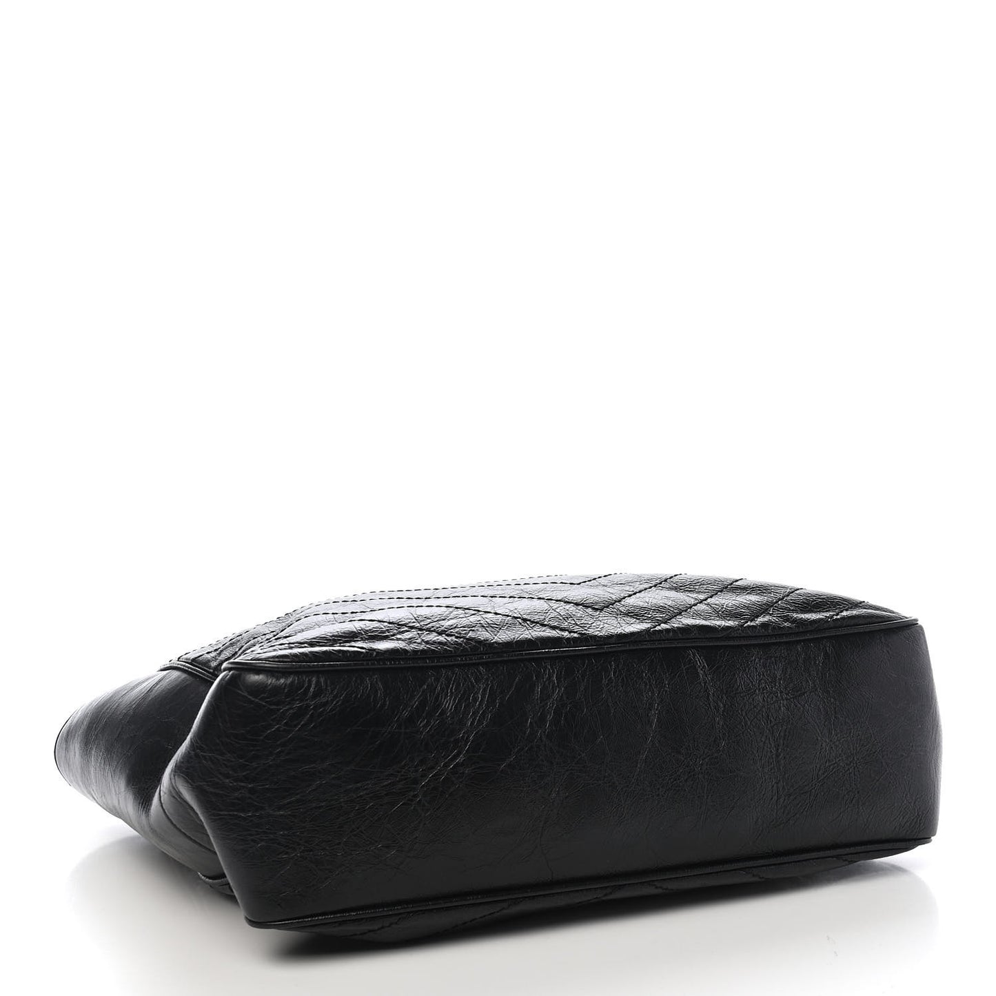 Crinkled Calfskin Matelasse Monogram Large Niki Shopping Tote Bag Black