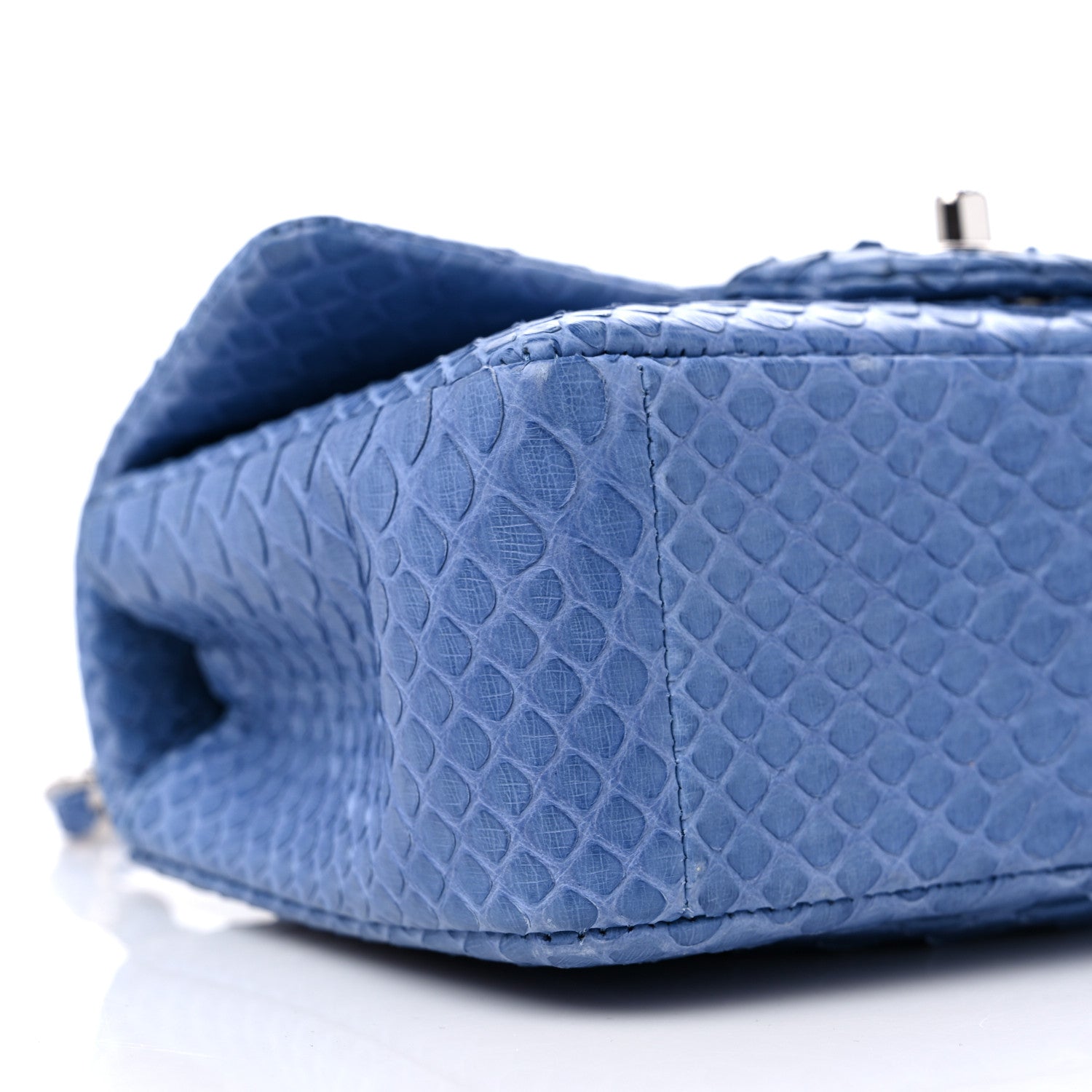 Chanel Snakeskin Mini Rectangular Flap Blue 8 of 9