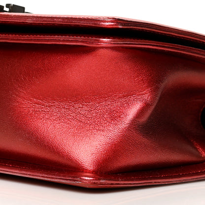 Chanel Metallic Patent Calfskin Quilted Medium Boy Flap Red 9 of 12