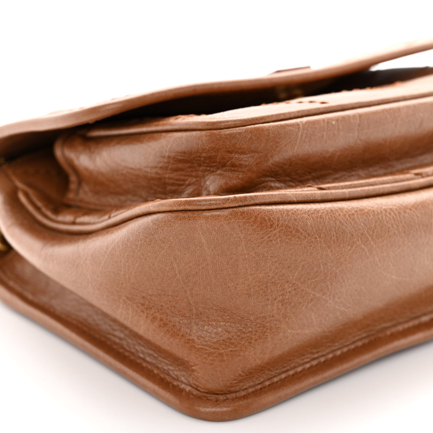 Saint Laurent Crinkled Calfskin Matelasse Monogram Baby Niki Chain Satchel Light Caramel 8 of 10