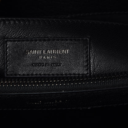 Saint Laurent Sheepskin Matelasse Chevron Monogram Large College Satchel Black 7 of 9