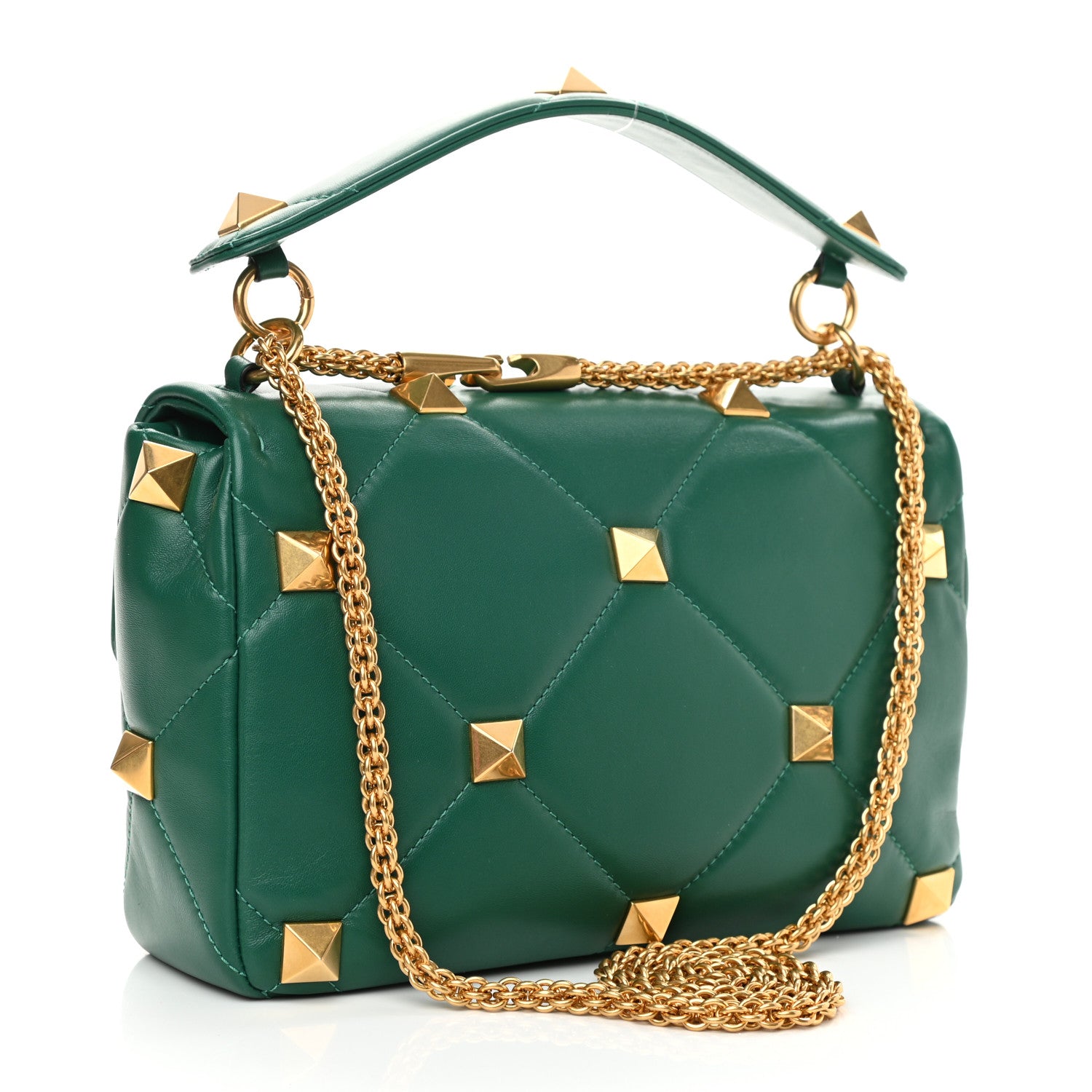 Valentino Garavani Nappa Large Roman Stud Shoulder Bag Jungle 2 of 8