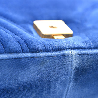 Gucci Velvet Matelasse Mini GG Marmont Shoulder Bag Cobalt Blue 13 of 14